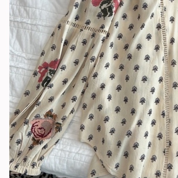 Willow & Clay Cream embroidered floral cardigan/kimono Sz S Women Open Front - Picture 6 of 7